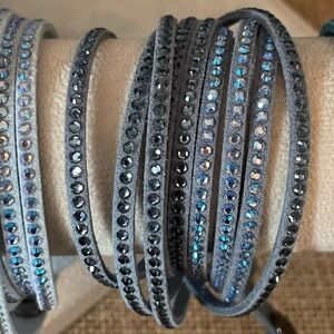 Elegant Gray Crystal Wrap Bracelet